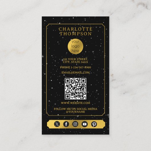 Celestial Tarot Logo Yoga Healer Black Gold  名刺 (裏面)