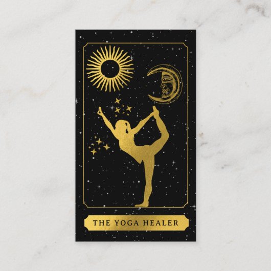 Celestial Tarot Logo Yoga Healer Black Gold  名刺 (正面)