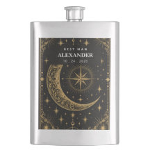 Celestial Tarot Moon Gold Groomsmen Matte Black