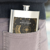 Celestial Tarot Moon Gold Groomsmen Matte Black フラスク (インサイチュ)