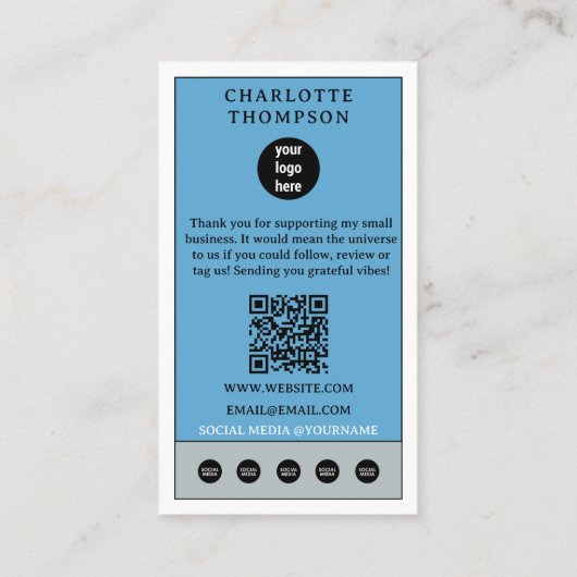 Celestial Tarot Sun Logo Thank You Small Business  名刺 (裏面)