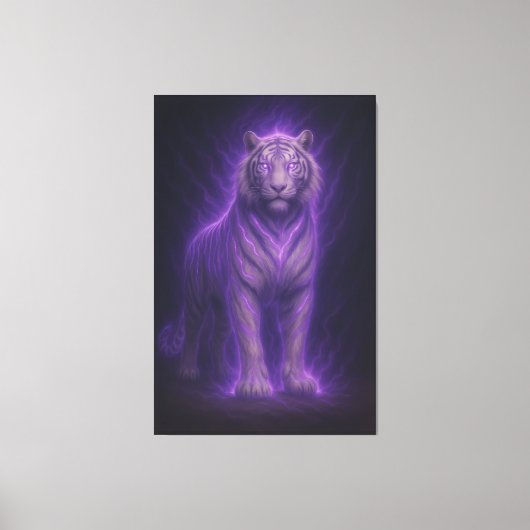 Celestial Thunder Purple White Tiger – High-End Fa キャンバスプリント (正面)