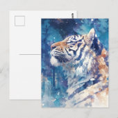 Celestial Tiger in Winter Starry Forest ポストカード (正面/裏面)
