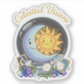 Celestial Visions | かわいい太陽と月タロットクリスタ シール (正面)