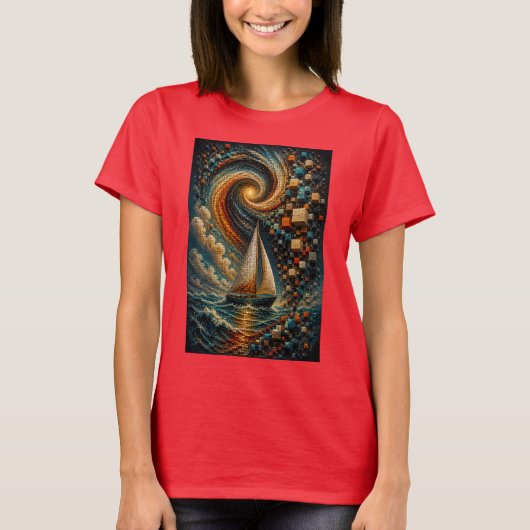 Celestial Voyage | 抽象的な3Dマイクロモザイク Tシャツ (正面)