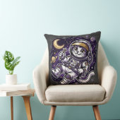 Celestial Voyager: Purple Astronaut Cat Space Masc クッション (椅子)