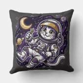Celestial Voyager: Purple Astronaut Cat Space Masc クッション (裏面)