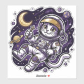 Celestial Voyager: Purple Astronaut Cat Space Masc シール (シート)