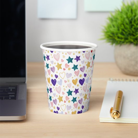 Celestial Watercolor Hearts 紙コップ (インサイチュ)