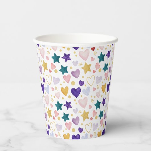 Celestial Watercolor Hearts 紙コップ (裏面)
