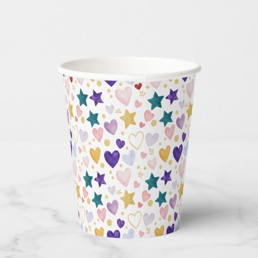 Celestial Watercolor Hearts 紙コップ (右)