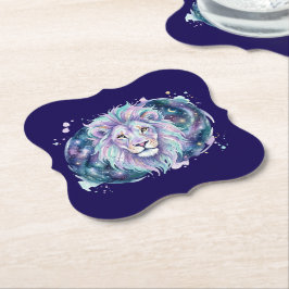 Celestial Watercolor Lion Galaxy Coaster ペーパーコースター