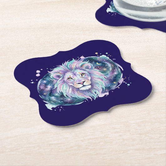 Celestial Watercolor Lion Galaxy Coaster ペーパーコースター (アングル)