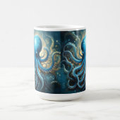 Celestial Waves: The Blue Octopus Fractal Art コーヒーマグカップ (中央)