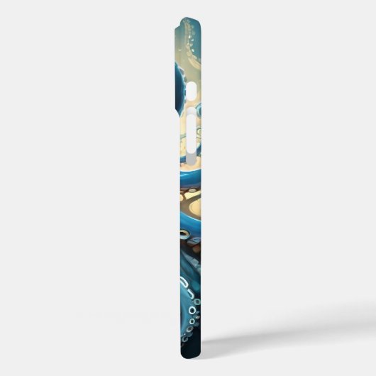Celestial Waves: The Blue Octopus Fractal Art Case-Mate iPhoneケース (裏面 / 左)