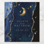 Celestial Wedding Blue and Gold Wedding  ワインラベル (シングルラベル)