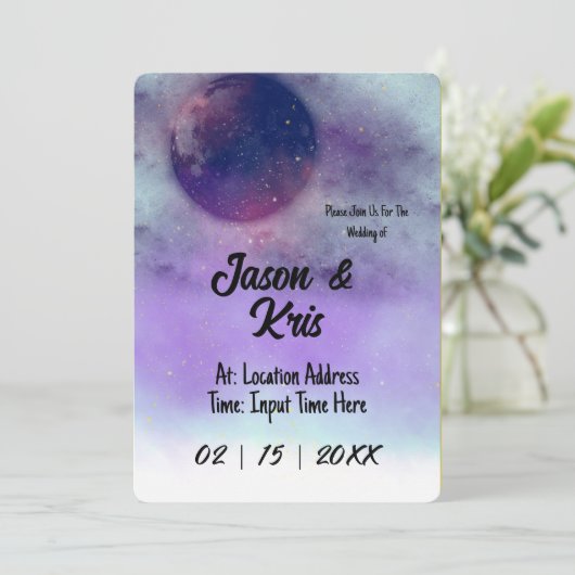 Celestial Wedding Invitation Moon Wedding Invite (スタンド正面)