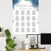 Celestial Wedding Reception 16 Seating Chart Sign ポスター (ホームオフィス)