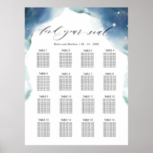 Celestial Wedding Reception 16 Seating Chart Sign ポスター