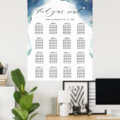 Celestial Wedding Reception 16 Seating Chart Sign ポスター (ホームオフィス)