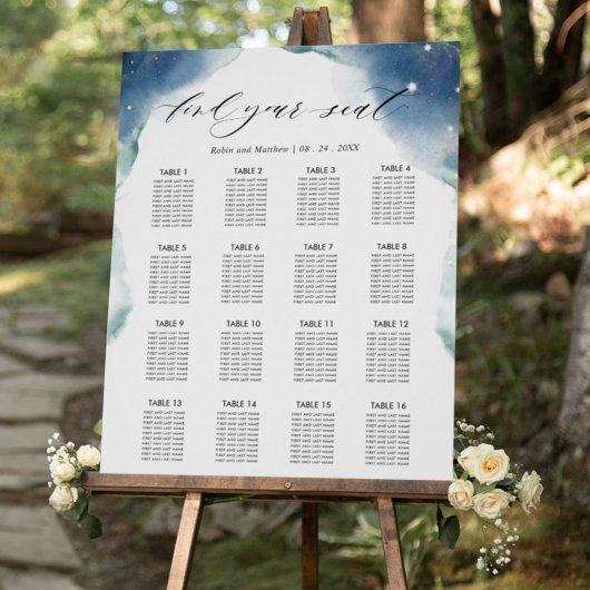 Celestial Wedding Reception 16 Seating Chart Sign ポスター