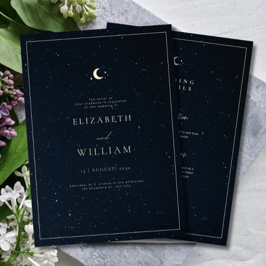Celestial Wedding Starry Night Sky Elegant Wedding 招待状