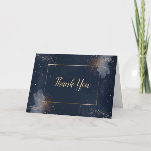Celestial Wedding Thank You Card | Navy & Gold サンキューカード (正面)