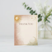 Celestial Wedding Thank You Card Pink Sage Gold サンキューカード (スタンド正面)