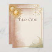 Celestial Wedding Thank You Card Pink Sage Gold サンキューカード (正面/裏面)