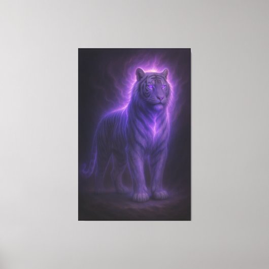 Celestial White Tiger – Stormlit Azure Majesty キャンバスプリント (正面)
