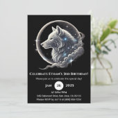Celestial White Wolf Moon Birthday Invitation 招待状 (スタンド正面)
