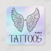 Celestial Wings Tattoo Salon Holographic スクエア名刺 (正面)
