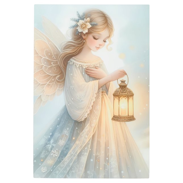 Celestial Winter Angel Lantern of Comfort メタルプリント (正面)