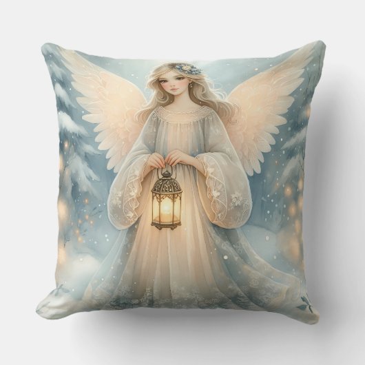 Celestial Winter Angel Lantern of Grace クッション (正面)
