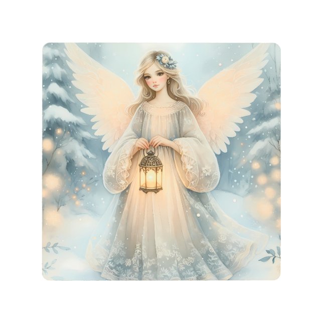 Celestial Winter Angel Lantern of Grace メタルプリント (正面)