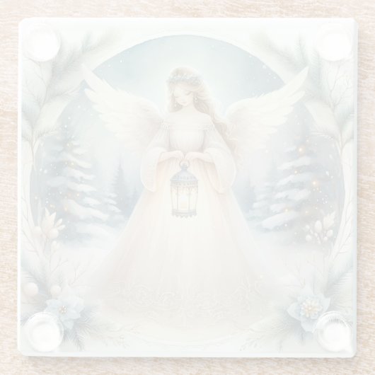 Celestial Winter Angel Lantern of Hope ガラスコースター (裏面)