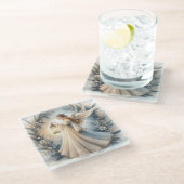 Celestial Winter Angel Lantern of Peace ガラスコースター (アングル)