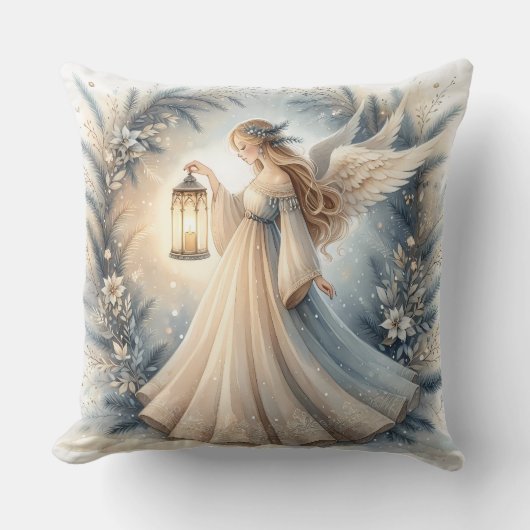 Celestial Winter Angel Lantern of Peace クッション (正面)