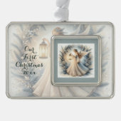 Celestial Winter Angel Lantern of Peace シルバープレートフレームオーナメント (正面)