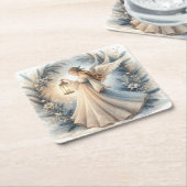 Celestial Winter Angel Lantern of Peace スクエアペーパーコースター (アングル)