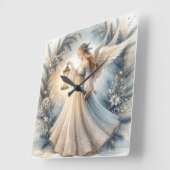 Celestial Winter Angel Lantern of Peace スクエア壁時計 (傾斜)