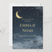 Celestial Winter Wedding Invitation | Navy & Gold 招待状 (正面)
