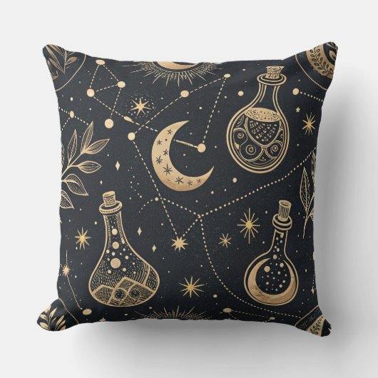 Celestial Witchcraft - Gold Moon, Potion Bottles クッション (正面)