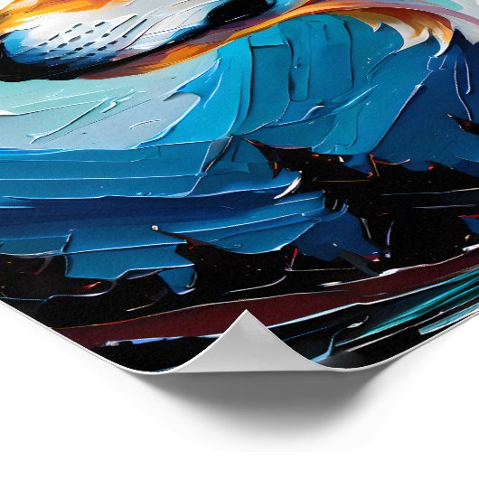 Celestial Wolf Under Painted Moon – Abstract  ポスター (角)