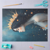 Celestial Woman Portrait Gold Crown Surreal  薄葉紙 (クラフト)