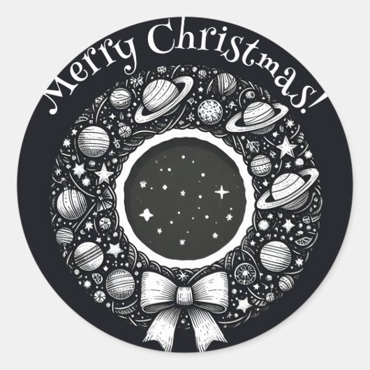 Celestial Wreath with Stars Sticker ラウンドシール (正面)