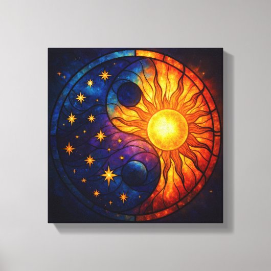 Celestial Yin Yang Stained Glass Art キャンバスプリント (正面)