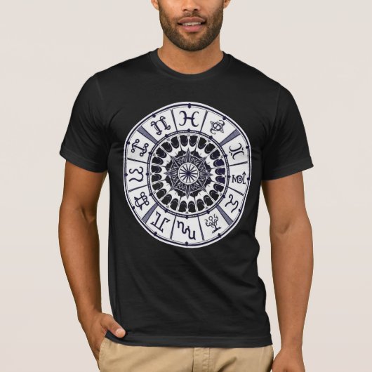 Celestial Zodiac Signs Wheel Mandala Graphic Art Tシャツ (正面)