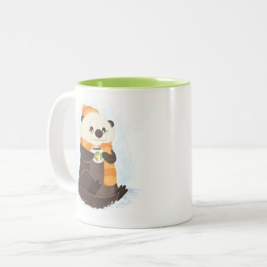 Celiac休日のカワウソのマグを越えて ツートーンマグカップ (正面左)