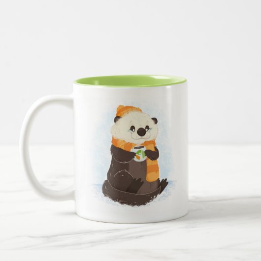 Celiac休日のカワウソのマグを越えて ツートーンマグカップ (左)